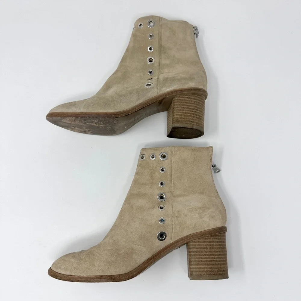 Rag & Bone Tan Suede Grommet Ankle Boots